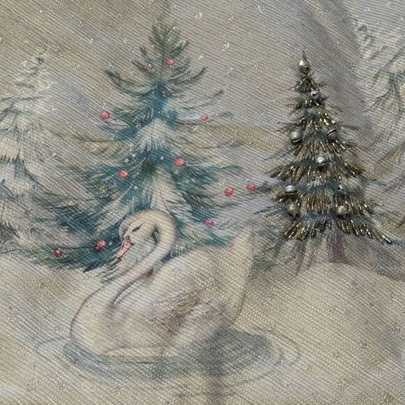 Rachel Ashwell Christmas Tree Skirt Beaded Swan Prince/Princess Blue Green 52" - Picture 8 of 9